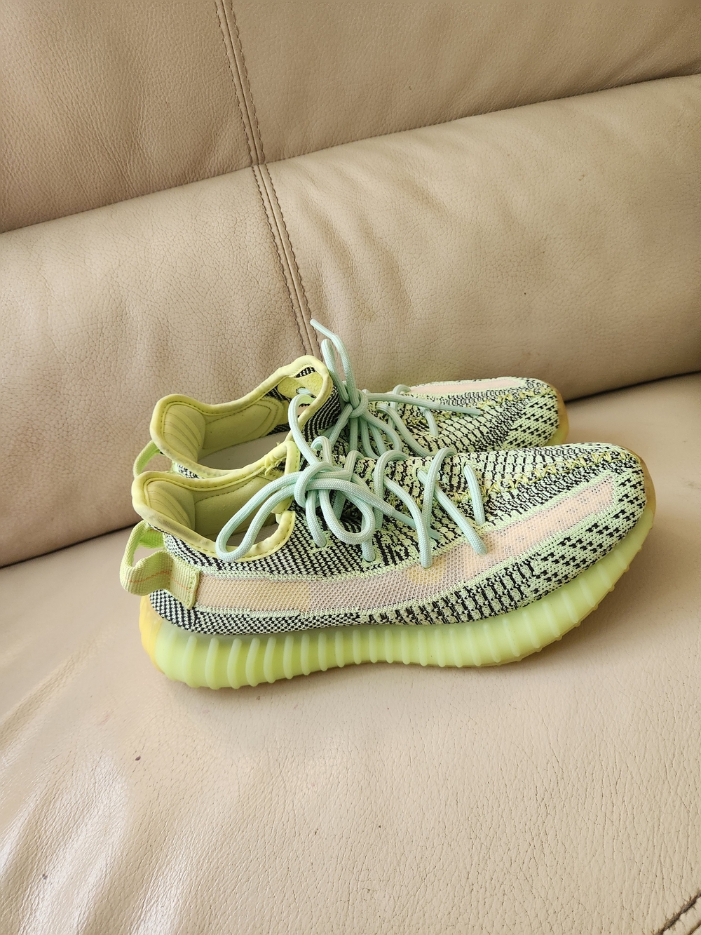 adidas Neon Yellow Green Knit Lace-Up Sneakers